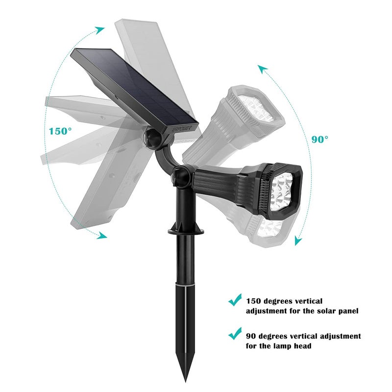 URPOWER أضواء شمسية خارجية URPOWER 2 في 1 كشاف شمسية مقاوم للماء أضواء حائط تعمل تلقائيًا أضواء ممرات إضاءة المناظر الطبيعية للحديقة - أبيض بارد (عبوة 2)  - Image 2